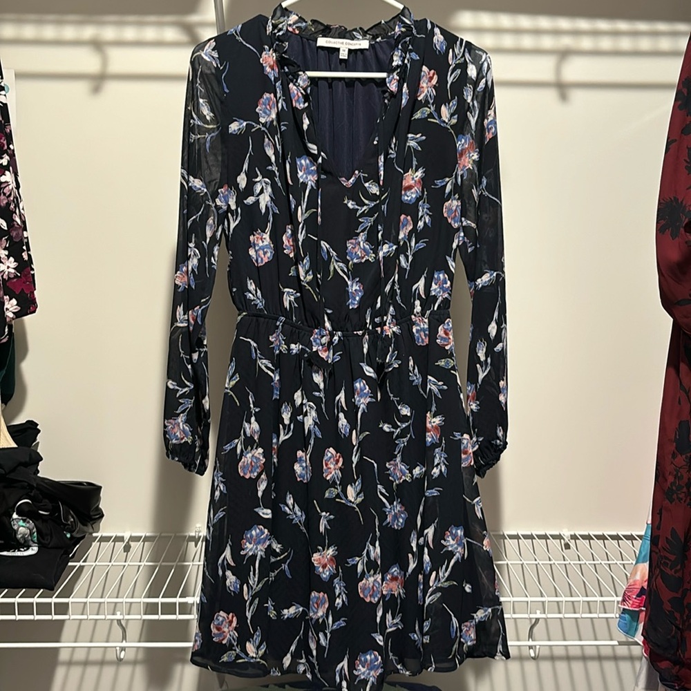 Navy ruffle dress